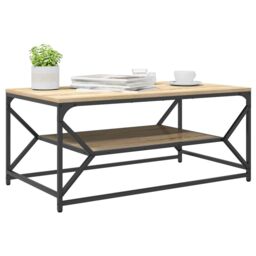 Berkfield Home Coffee Table with Shelf Sonoma Oak 90x50x40 cm Engineered Wood in Brown - Size: 90 x 50 x 40 cm - thumbnail 3