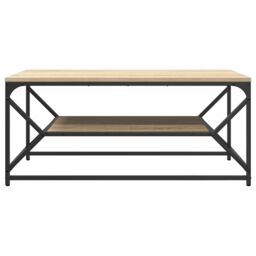 Berkfield Home Coffee Table with Shelf Sonoma Oak 90x50x40 cm Engineered Wood in Brown - Size: 90 x 50 x 40 cm - thumbnail 5