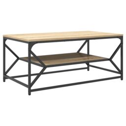 Berkfield Home Coffee Table with Shelf Sonoma Oak 90x50x40 cm Engineered Wood in Brown - Size: 90 x 50 x 40 cm - thumbnail 2