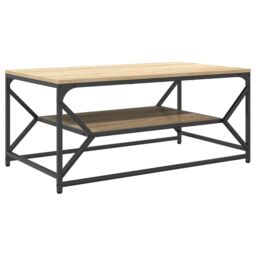 Berkfield Home Coffee Table with Shelf Sonoma Oak 90x50x40 cm Engineered Wood in Brown - Size: 90 x 50 x 40 cm - thumbnail 7