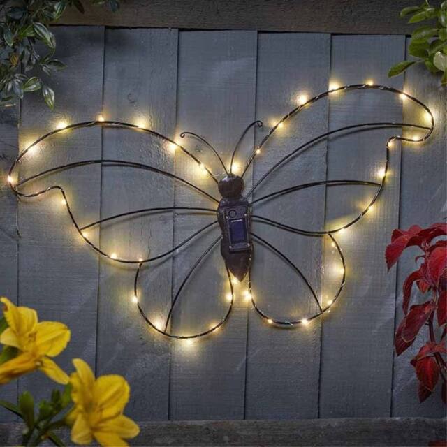 Marco Paul Large Warm White Solar LED Butterfly Solar Garden in Black - Size: 30 cm - image 1