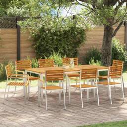 Berkfield Home Stacking Garden Chairs 8 pcs 54.5x56x89 cm Solid Wood Acacia in Brown - thumbnail 2