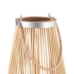 Wyld and Coco 84cm Woven Bamboo Lantern with Glass Candle Chamber in Brown - thumbnail 4