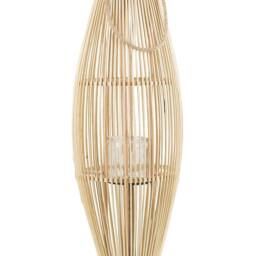 Wyld and Coco 84cm Woven Bamboo Lantern with Glass Candle Chamber in Brown - thumbnail 2