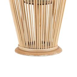 Wyld and Coco 84cm Woven Bamboo Lantern with Glass Candle Chamber in Brown - thumbnail 5
