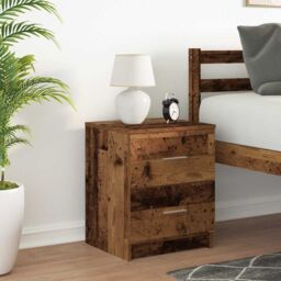 Berkfield Home Bedside Cabinet with 2 Drawers Old Wood 40x36x50 cm in Grey - Size: 40 x 36 x 50 cm - thumbnail 3