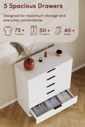 Home Discount Vida Designs Trega 5 Drawer Chest of Drawers Space Saving Bedroom in White - thumbnail 5
