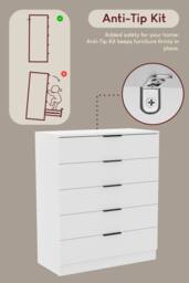 Home Discount Vida Designs Trega 5 Drawer Chest of Drawers Space Saving Bedroom in White - thumbnail 6