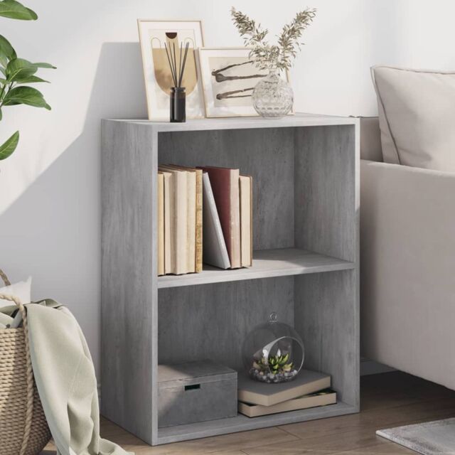 Berkfield Home 2-Tier Book Cabinet Concrete Grey 60x30x76.5 cm Engineered Wood - image 1