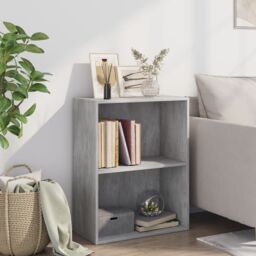 Berkfield Home 2-Tier Book Cabinet Concrete Grey 60x30x76.5 cm Engineered Wood - thumbnail 3