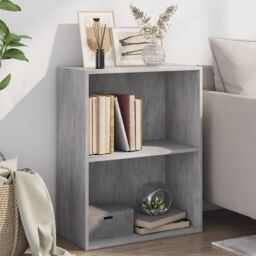 Berkfield Home 2-Tier Book Cabinet Concrete Grey 60x30x76.5 cm Engineered Wood - thumbnail 1