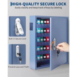 VOGREX 100 Key Cabinet Organizer, Wall-Mount Steel Locking Key Box - thumbnail 3