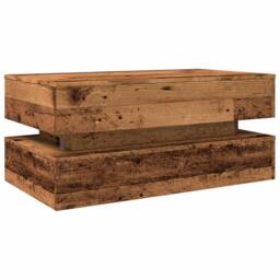 Berkfield Home Modern Coffee Table with LED Lights Old Wood 90x50x40 cm in Brown - Size: 90 x 50 x 40 cm - thumbnail 9