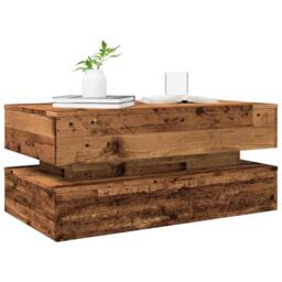 Berkfield Home Modern Coffee Table with LED Lights Old Wood 90x50x40 cm in Brown - Size: 90 x 50 x 40 cm - thumbnail 6