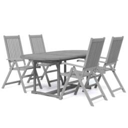 Berkfield Home Durable 5 Piece Garden Dining Set Solid Wood Acacia in Grey - thumbnail 3