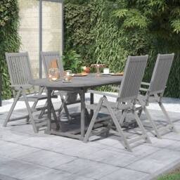 Berkfield Home Durable 5 Piece Garden Dining Set Solid Wood Acacia in Grey - thumbnail 2