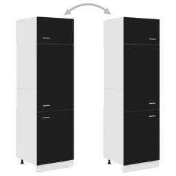 Berkfield Home Refrigerator Cabinet Black 60x57x207 cm Engineered Wood - Size: 60 x 57 x 207 cm - thumbnail 4
