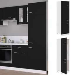 Berkfield Home Refrigerator Cabinet Black 60x57x207 cm Engineered Wood - Size: 60 x 57 x 207 cm - thumbnail 1