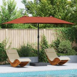 Berkfield Home Garden Parasol Folding Terracotta 385 x 209 x 244 cm Fabric - thumbnail 2