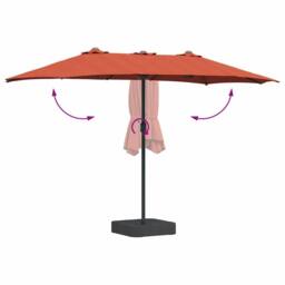 Berkfield Home Garden Parasol Folding Terracotta 385 x 209 x 244 cm Fabric - thumbnail 8