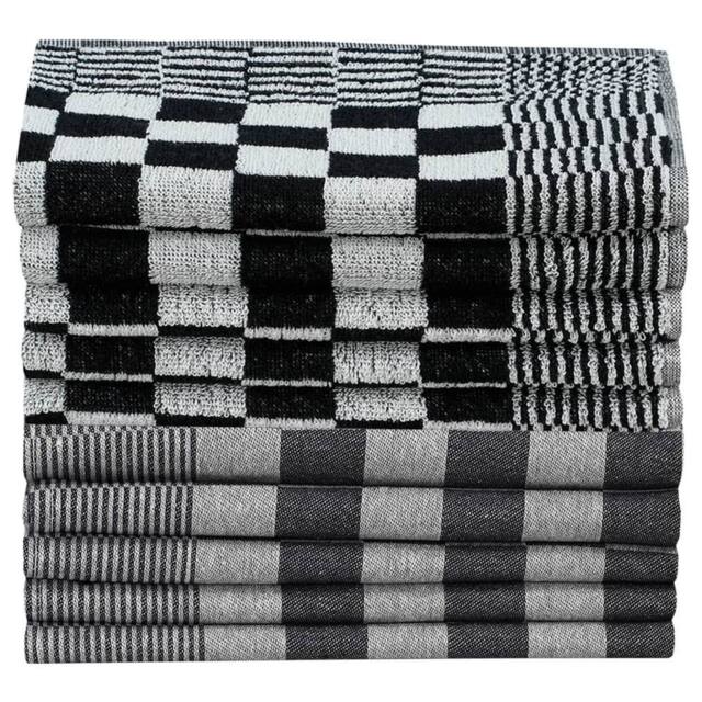 Berkfield Home Soft 10 Piece Towel Set Black & White Cotton - image 1