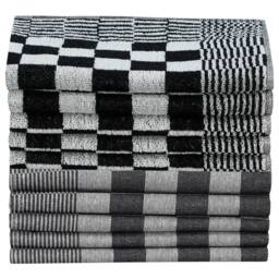 Berkfield Home Soft 10 Piece Towel Set Black & White Cotton - thumbnail 1