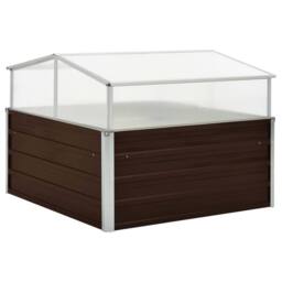 Berkfield Home Greenhouse Brown 100x100x85 cm Galvanised Steel - Size: 100 x 100 x 85 cm - thumbnail 2