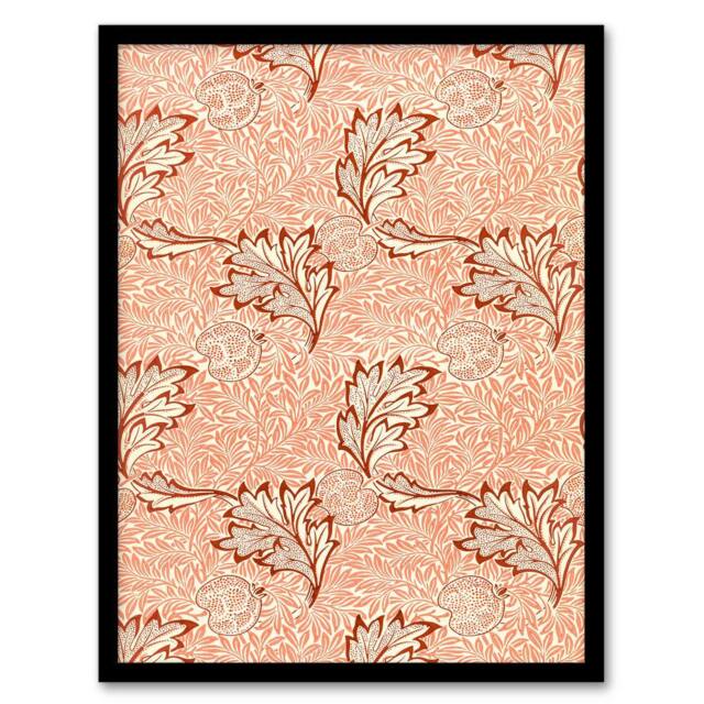 Artery8 William Morris Framed Wall Art Print Apple & Leaves Pattern in Brown - Size: A4 - image 1