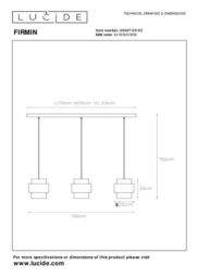 Lucide 'FIRMIN' Dimmable Adjustable Stylish Indoor Bar Pendant Light 3xE27 in Gold - thumbnail 6