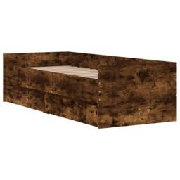 Berkfield Home Bed Frame with Drawers without Mattress Smoked Oak 90x190 cm Single in Brown - thumbnail 4