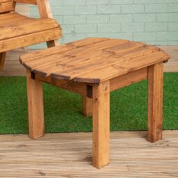 Samuel Alexander 2 Seater Chunky Rustic Wooden Garden Furniture Bench With Coffee Table in Brown - thumbnail 9
