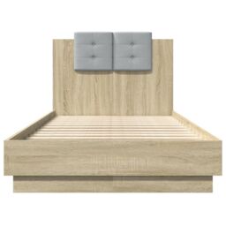 Berkfield Home Bed Frame with LED without Mattress Sonoma Oak 90x190 cm Single in Brown - thumbnail 6