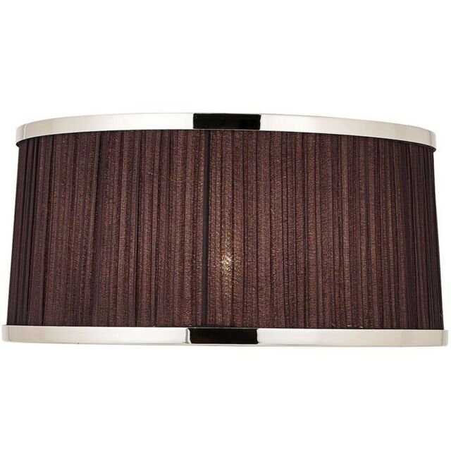 "Loops 13"" Luxury Round Tapered Lamp Shade Black Pleated Organza Fabric & Antique Brass" - image 1