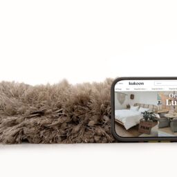 Kukoon Grey Beige Soft Shaggy Fluffy Living Area Rug - Size: 135 cm diameter - thumbnail 4