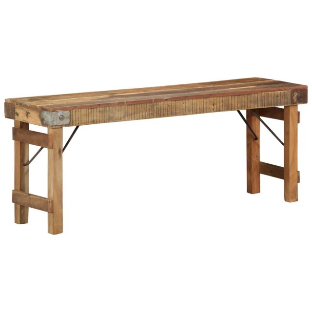 Berkfield Home Bench 110x35x46 cm Solid Wood Reclaimed in Brown - Size: 110 x 35 x 46 cm