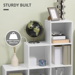 HOMCOM L Shaped Storage Cabinet Closet Organiser Bookcase with 6 Cube in White - thumbnail 6