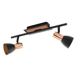 Loops Flush Ceiling Light Colour Black Copper Shade Bulb GU10 2x3.3W Included - thumbnail 1