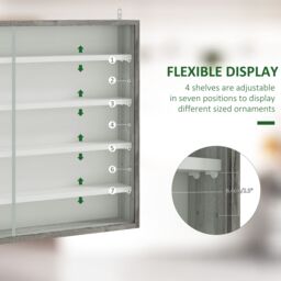 HOMCOM 5-Tier Wall Display Shelf Unit Cabinet w/ Shelves Glass Doors in Grey - Size: Small - thumbnail 4