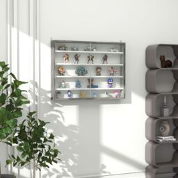 HOMCOM 5-Tier Wall Display Shelf Unit Cabinet w/ Shelves Glass Doors in Grey - Size: Small - thumbnail 1
