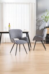 More4Homes Set of 2 Lily Modern Velvet Dining Chair Padded Seat Metal Legs in Grey - thumbnail 6