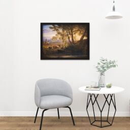 "Artery8 Wall Art Print Samuel Palmer The Setting Sun 1862 Painting Large Framed Wall Décor Art in Light Oak - Size: W18"" x H24""" - thumbnail 2