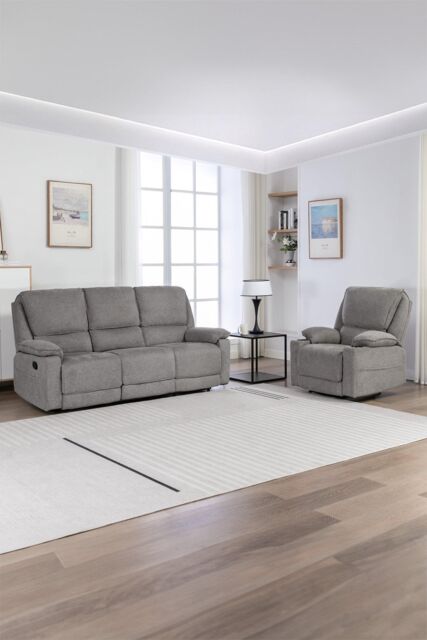 More4Homes Sydney 1+3 Seater Fabric Manual Recliner Sofa Set in Grey - image 1