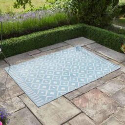 Marco Paul Large Al Fresco Outdoor Rug Portable Anti-Slip UV-Resistant Weatherproof in Blue - Size: 120 x 180 cm