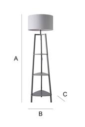 ValueLights Hiru Grey 3 Tier Shelf Floor Lamp with Large Drum Shade & Bulb in Light Grey - thumbnail 7