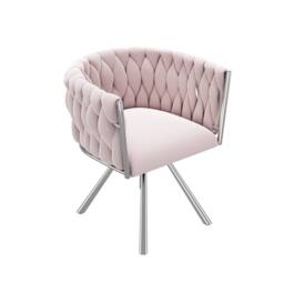 Merax Velvet Swivel Dining Chair with Metal Legs in Pink - thumbnail 6