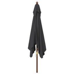 Berkfield Home Garden Parasol with Wooden Pole Black 300x300x273 cm - Size: 300 x 300 x 273 cm - thumbnail 4