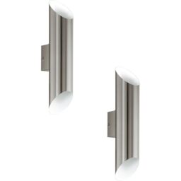Loops 2 PACK IP44 Outdoor Wall Light Stainless Steel & White 3.7W Built in LED Lamp