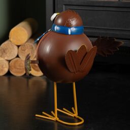 Samuel Alexander 25cm Large Wobbling Rocking Hand Painted Christmas Robin Decoration in Brown - thumbnail 7