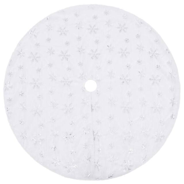 Berkfield Home Luxury Christmas Tree Skirt White 90 cm Faux - image 1
