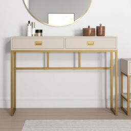 Melody Maison Two Drawer Console / Dressing Table - Elle Stone Range in Beige - thumbnail 6